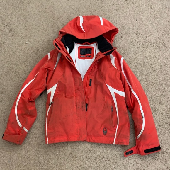 Spyder Women's Red and White Reflective Ski Jacket, Size 12 - Picture 2 of 6